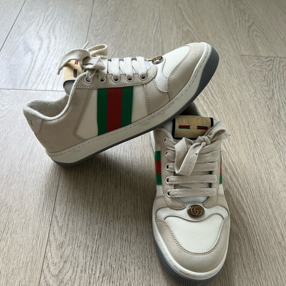 GUCCI SCREENER SNEAKER SIZE 36 GRAY ORANGE GREEN
